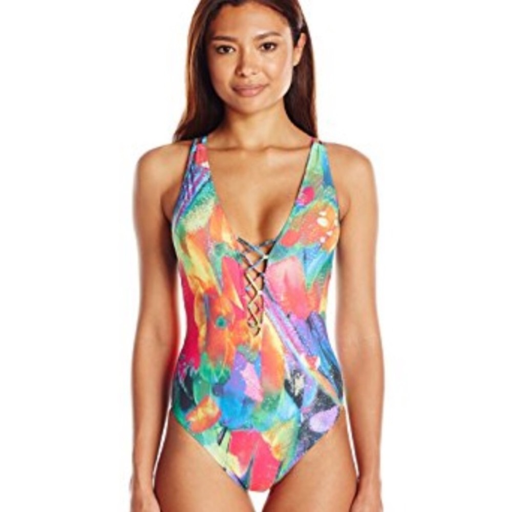 La Blanca Feathering Colors Lace-up One Piece